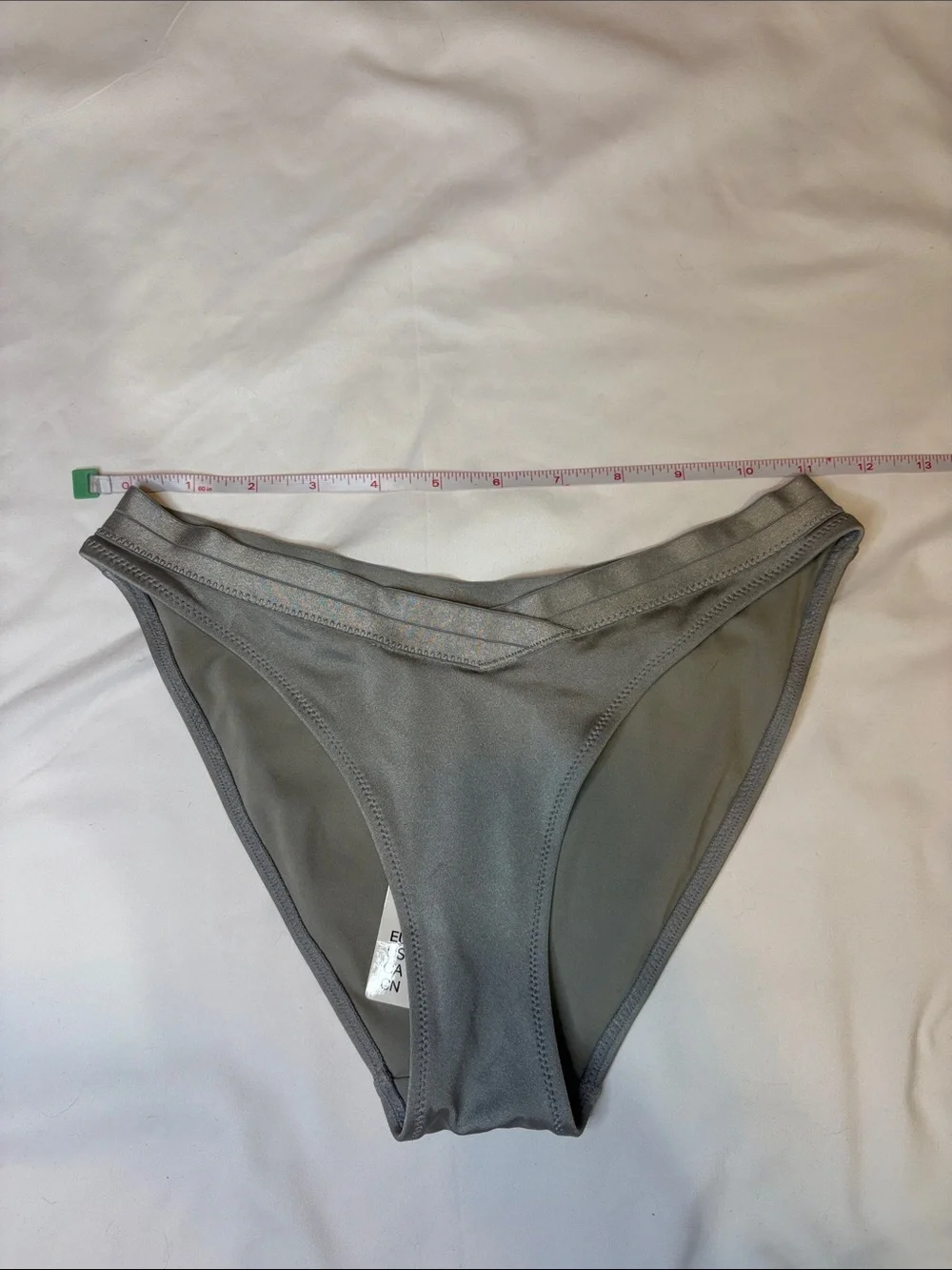 H&M New NWT Metallic Silver Shimmer Crossover Elastic Waistband Bikini Bottoms 4